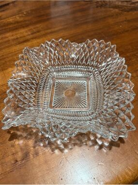 Vintage Indiana Glass Diamond Square Candy Dish